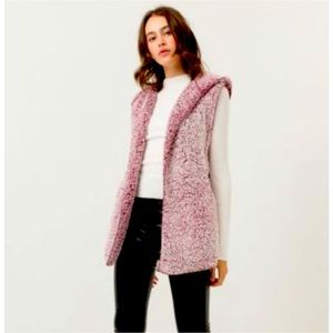 Love Tree Sherpa Hooded Open Vest Size Large